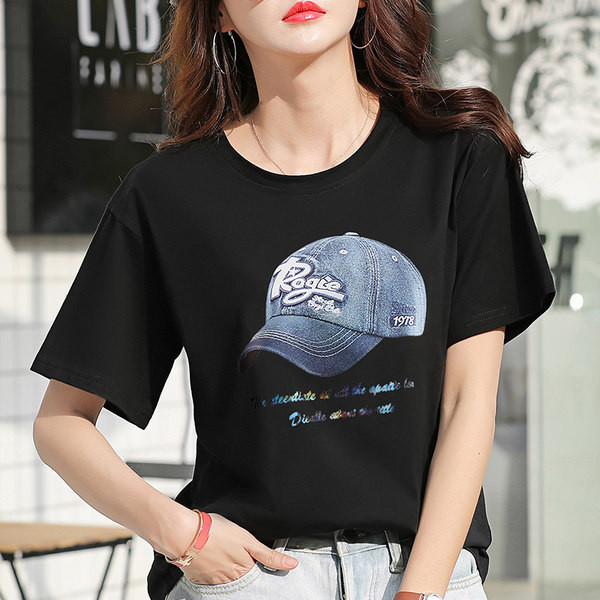 Tricou dama cu aplicatie si decolteu rotund - mai multe modele