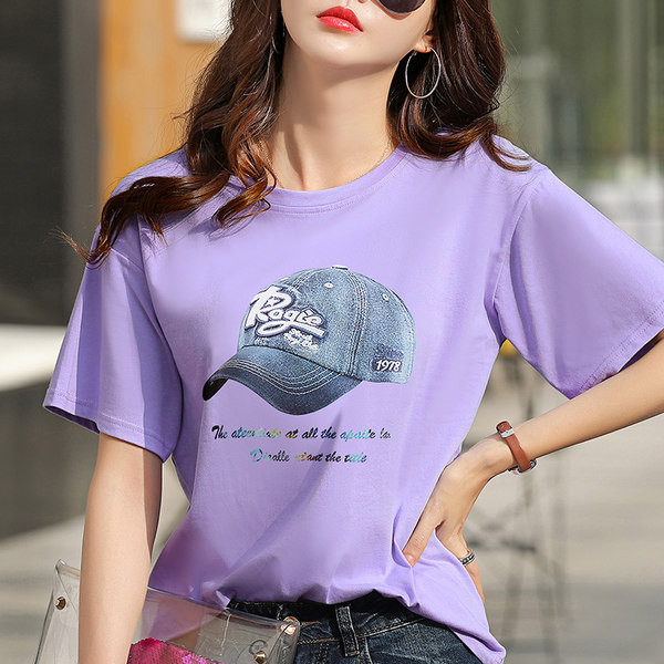 Tricou dama cu aplicatie si decolteu rotund - mai multe modele