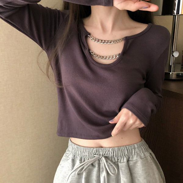 Bluza casual dama cu element metalic si decolteu rotund