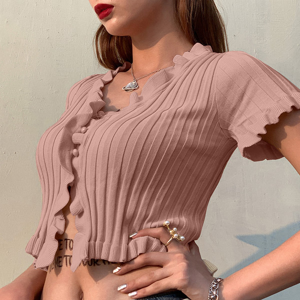 Bluza casual dama cu bucle si nasturi