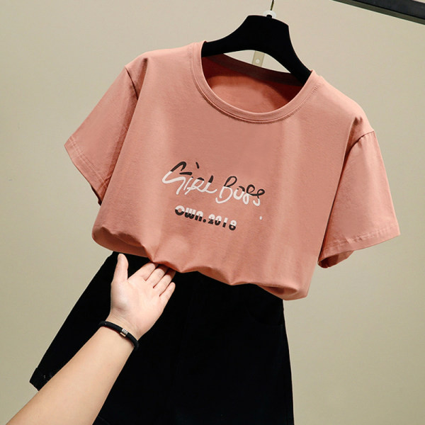 Tricou de damă modern cu inscripție și mâneci scurte