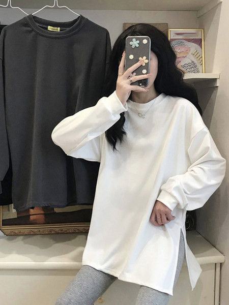 Bluză de damă cu decolteu oval și mâneci lungi - albă, neagră și gri