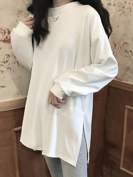 Bluză de damă cu decolteu oval și mâneci lungi - albă, neagră și gri