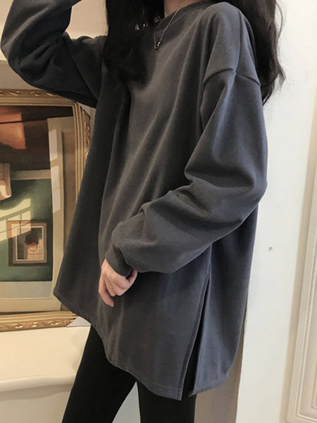 Bluză de damă cu decolteu oval și mâneci lungi - albă, neagră și gri