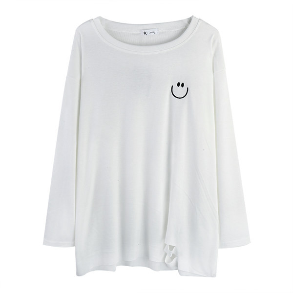 Bluză de damă modernă cu decolteu rotund - culoare albă