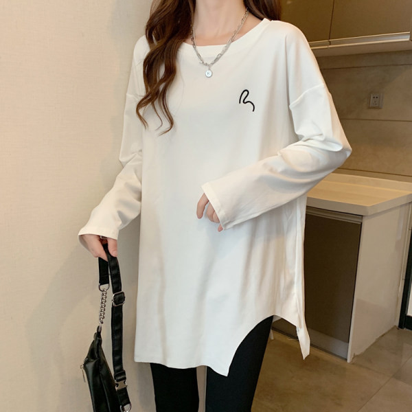 Bluză de damă modernă cu decolteu rotund - culoare albă