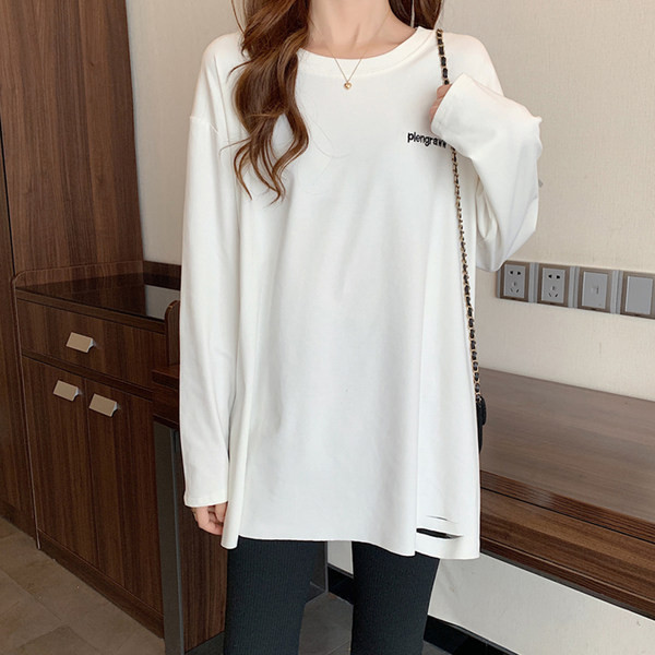 Bluză de damă modernă cu decolteu rotund - culoare albă