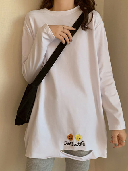 Bluză casual de damă, lată, albă, cu mâneci lungi