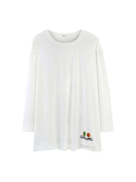 Bluză casual de damă, lată, albă, cu mâneci lungi