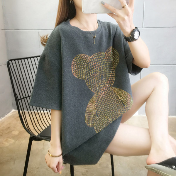 Tricou lat de dama cu aplicatie ursulet