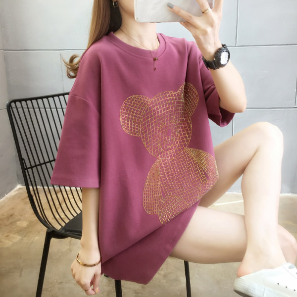 Tricou lat de dama cu aplicatie ursulet