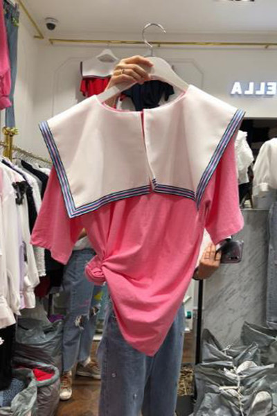 Tricou modern cu guler mare pentru femei