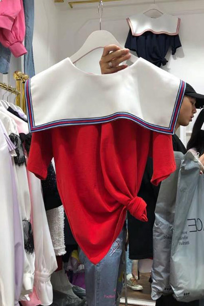 Tricou modern cu guler mare pentru femei