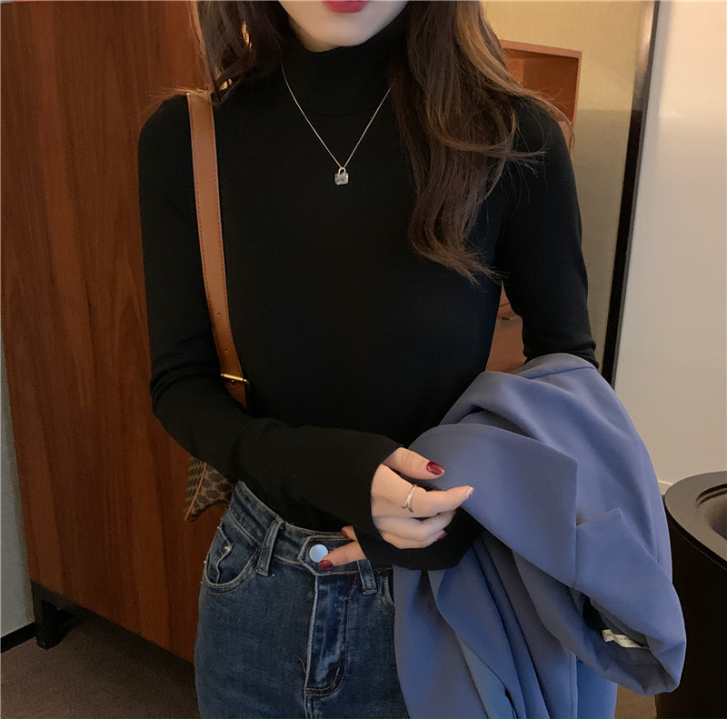 Bluza de dama casual de primavara cu guler inalt in mai multe culori