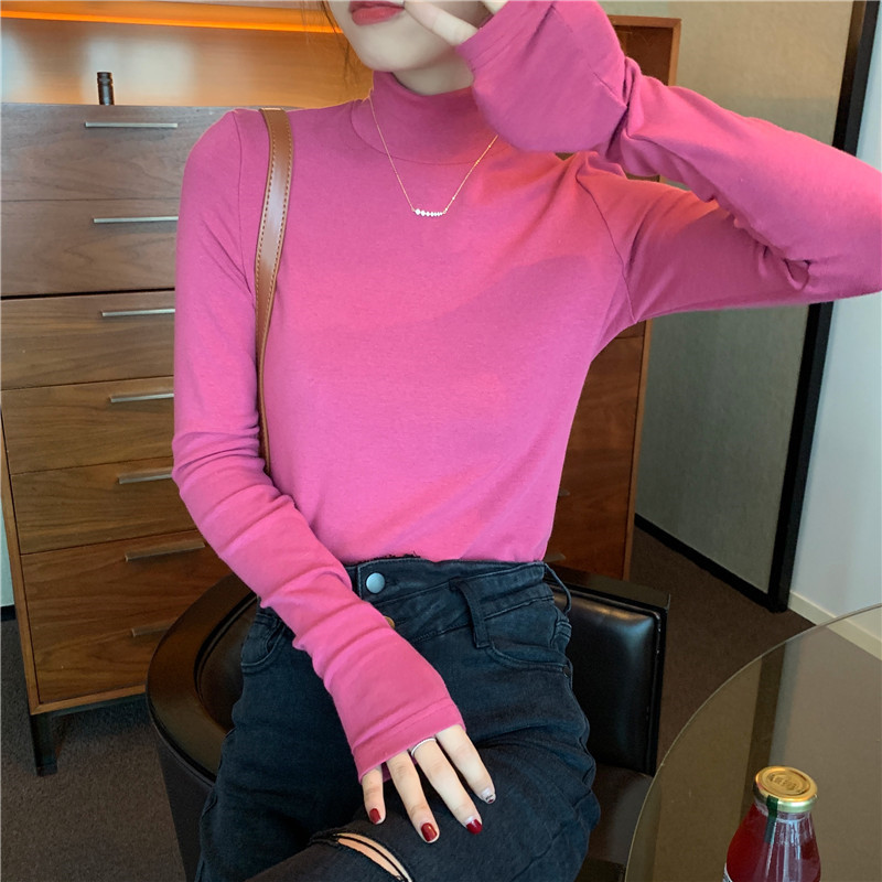 Bluza de dama casual de primavara cu guler inalt in mai multe culori