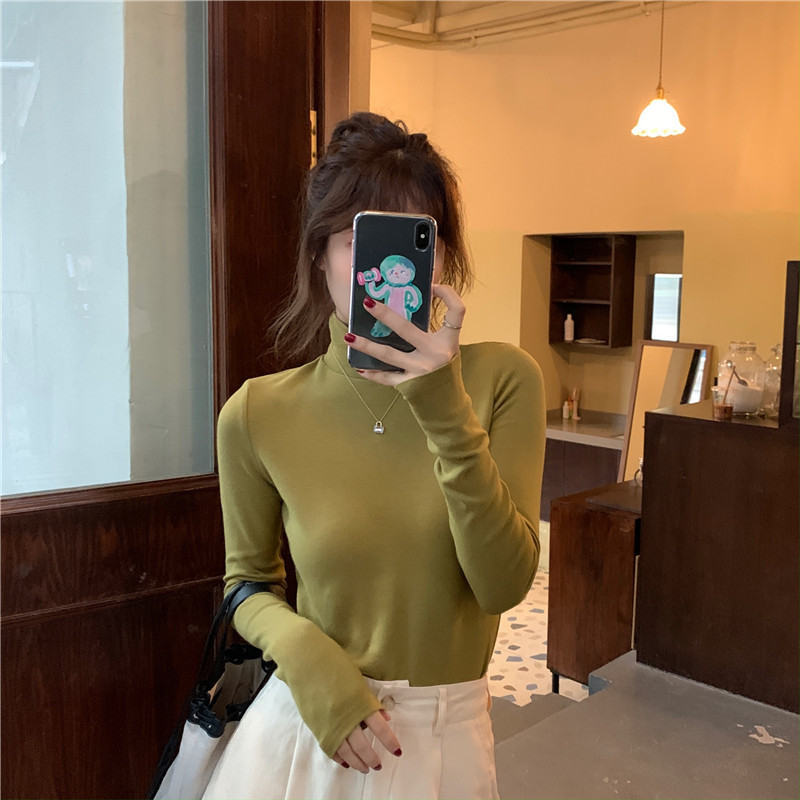 Bluza de dama casual de primavara cu guler inalt in mai multe culori