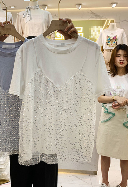 Bluza de vara model nou cu top cu paiete imitatie