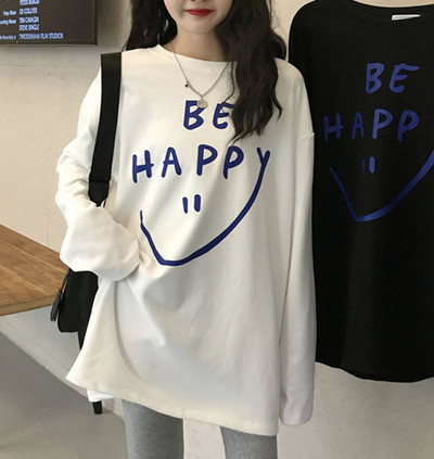 Bluză casual de damă - cu decolteu rotund și inscripție