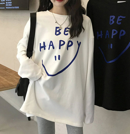 Bluză casual de damă - cu decolteu rotund și inscripție