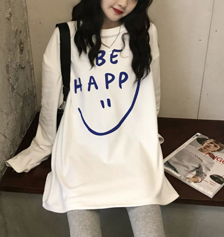 Bluză casual de damă - cu decolteu rotund și inscripție