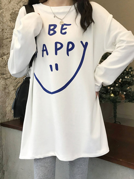 Bluză casual de damă - cu decolteu rotund și inscripție