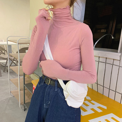 Модерна дамска блуза с висока поло яка -няколко цвята