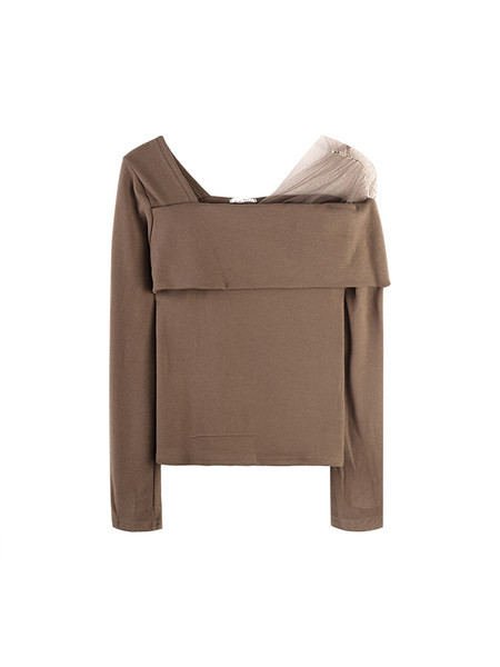 Bluză de damă modernă cu tul și mâneci lungi