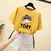 Tricou dama cu decolteu oval si aplicatie