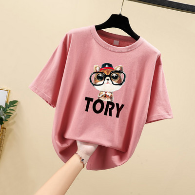 Tricou dama cu decolteu oval si aplicatie