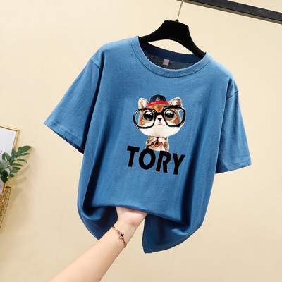 Tricou dama cu decolteu oval si aplicatie