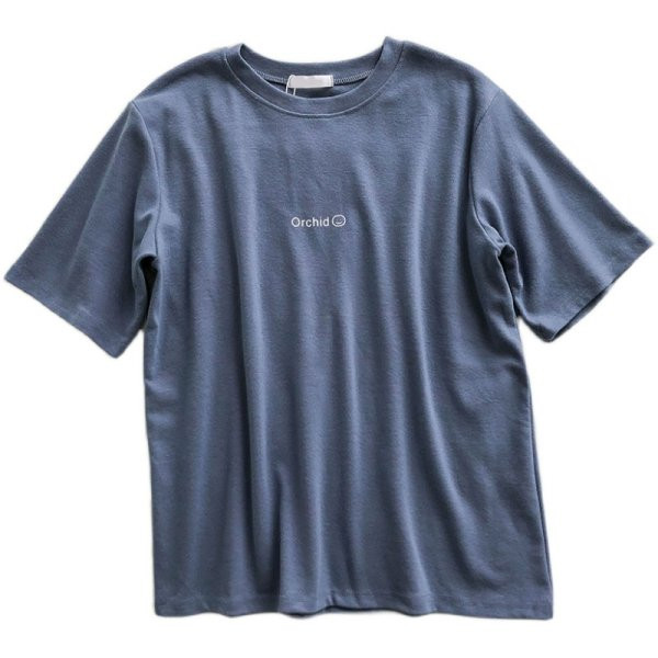 Bluză de damă cu mânecă scurtă, cu decolteu O și inscripție