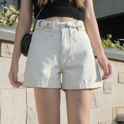 Pantaloni scurti de dama cu buzunare si talie inalta in diferite culori