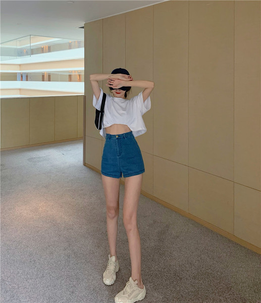 Pantaloni casual dama cu talie inalta in negru si albastru