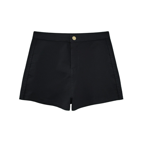 Pantaloni casual dama cu talie inalta in negru si albastru