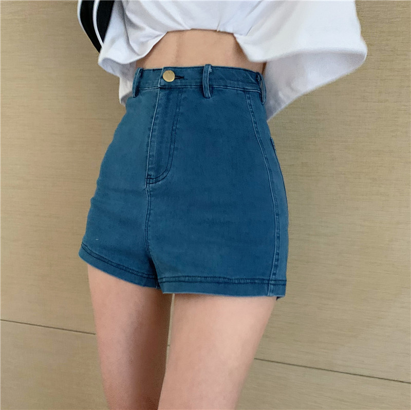 Pantaloni casual dama cu talie inalta in negru si albastru