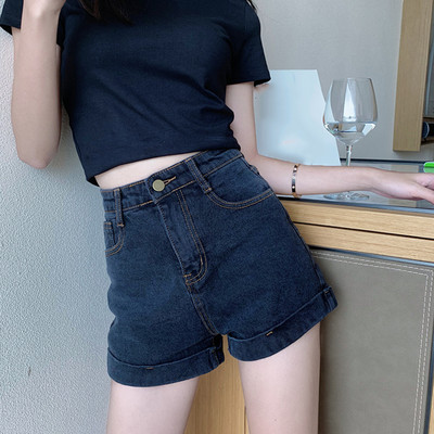 Pantaloni scurți casual de damă, cu talie înaltă și buzunare