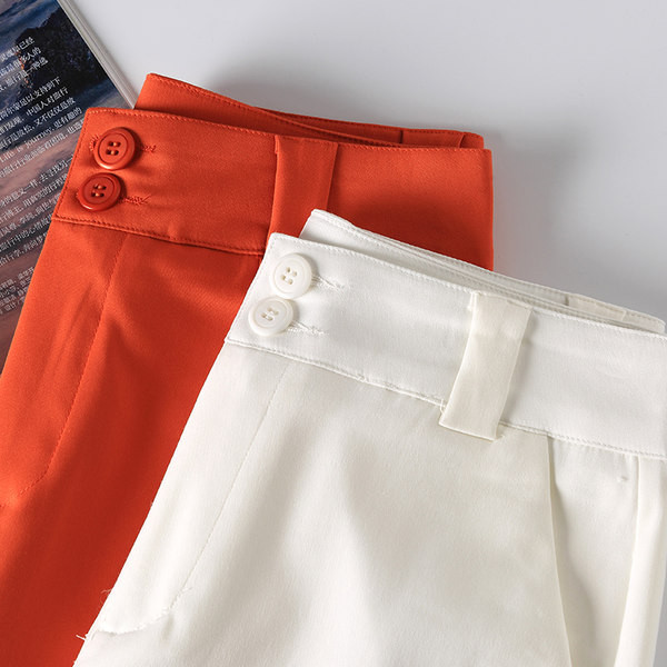 Pantaloni de dama cu talie inalta si nasture