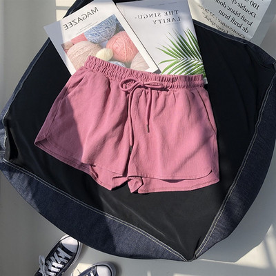 Model larg de pantaloni scurți din bumbac cu talie elastica