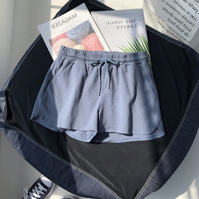 Model larg de pantaloni scurți din bumbac cu talie elastica