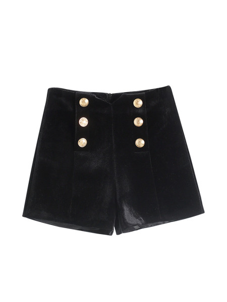 Pantaloni scurți de damă în negru cu nasturi