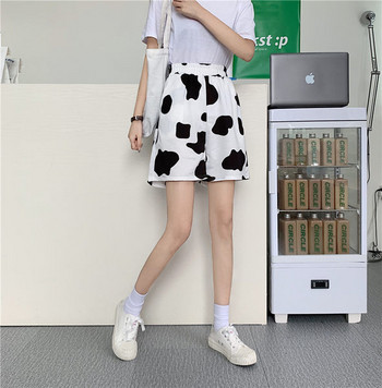 Casual γυναικείο παντελόνι με μοτίβο σε μαύρο και άσπρο χρώμα
