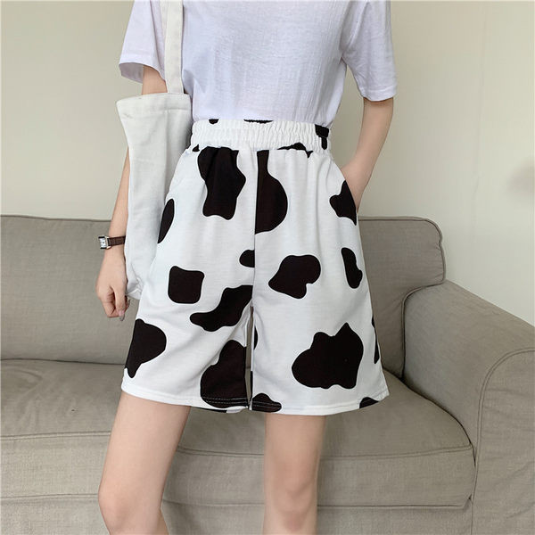 Pantaloni casual dama cu model animal in alb-negru