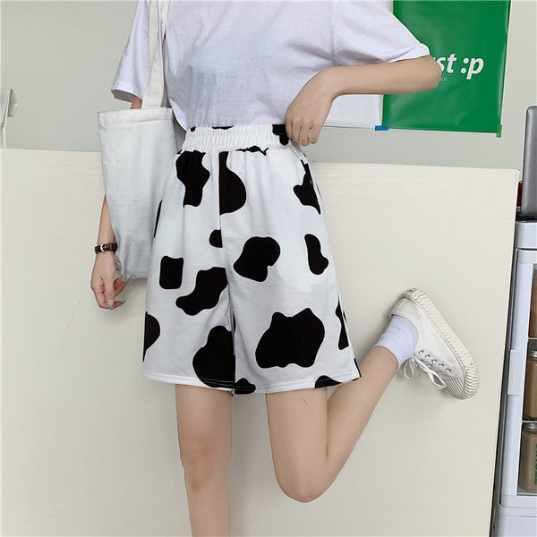 Pantaloni casual dama cu model animal in alb-negru