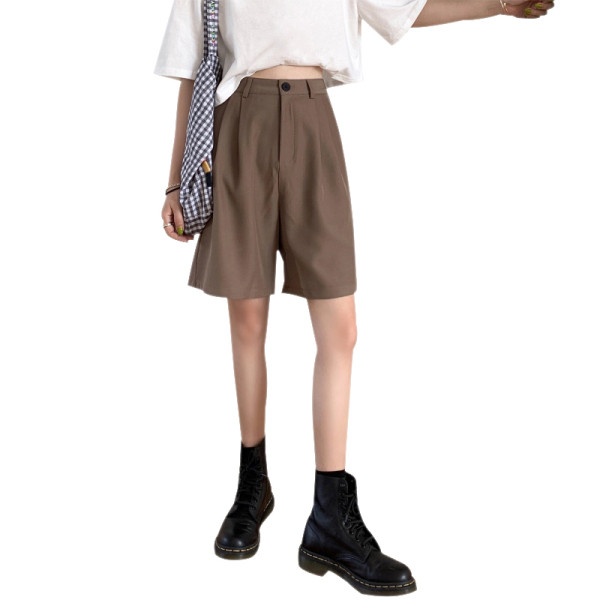 Pantaloni scurți lați deasupra genunchiului, cu talie înaltă