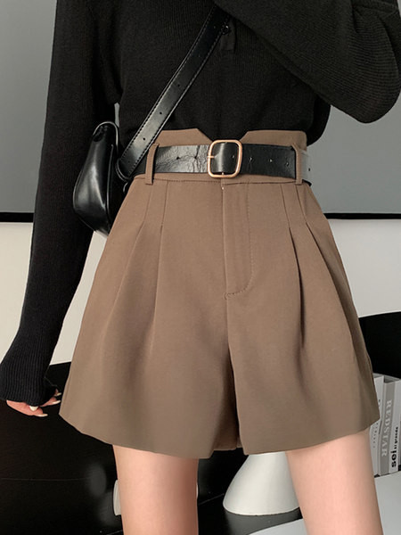 Pantalon scurt model lat cu talie inalta