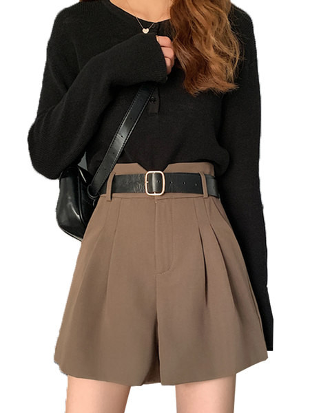 Pantalon scurt model lat cu talie inalta