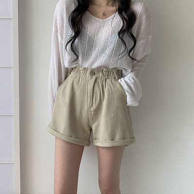 Pantaloni scurți casual de damă cu talie înaltă - trei culori