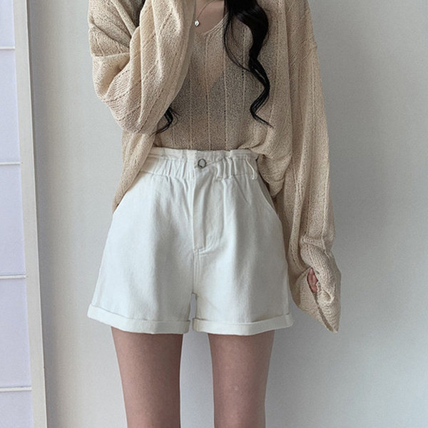 Pantaloni scurți casual de damă cu talie înaltă - trei culori