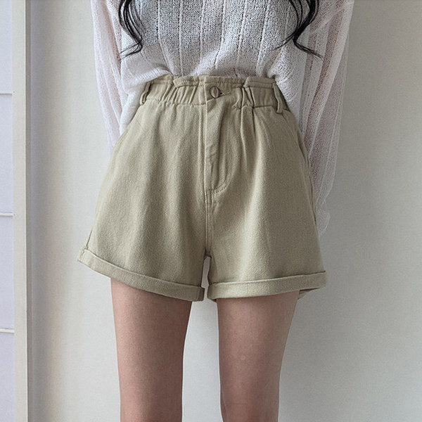 Pantaloni scurți casual de damă cu talie înaltă - trei culori