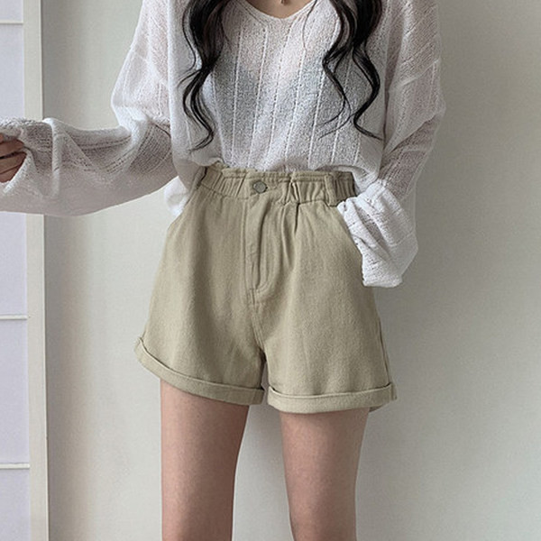 Pantaloni scurți casual de damă cu talie înaltă - trei culori